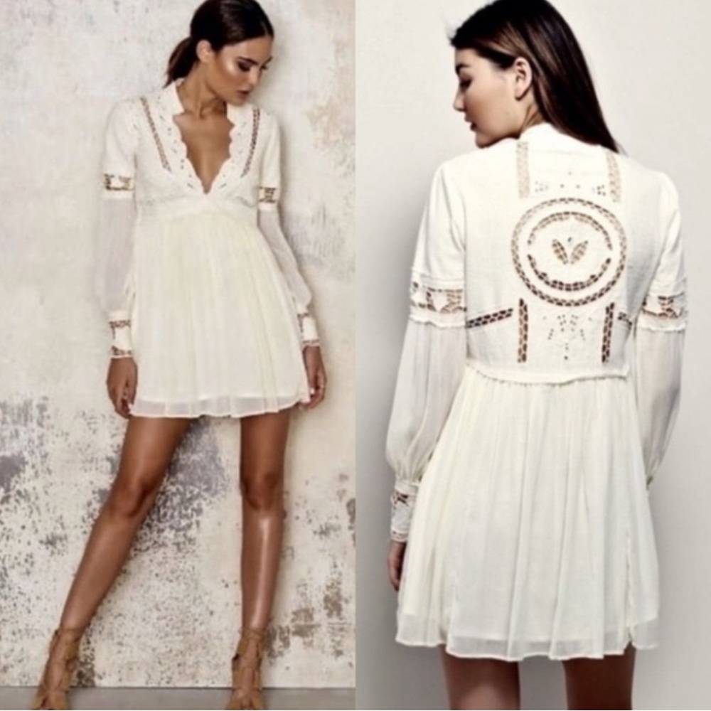 Free People | In Dreamland Cutwork Dress in Ivory | Size Small